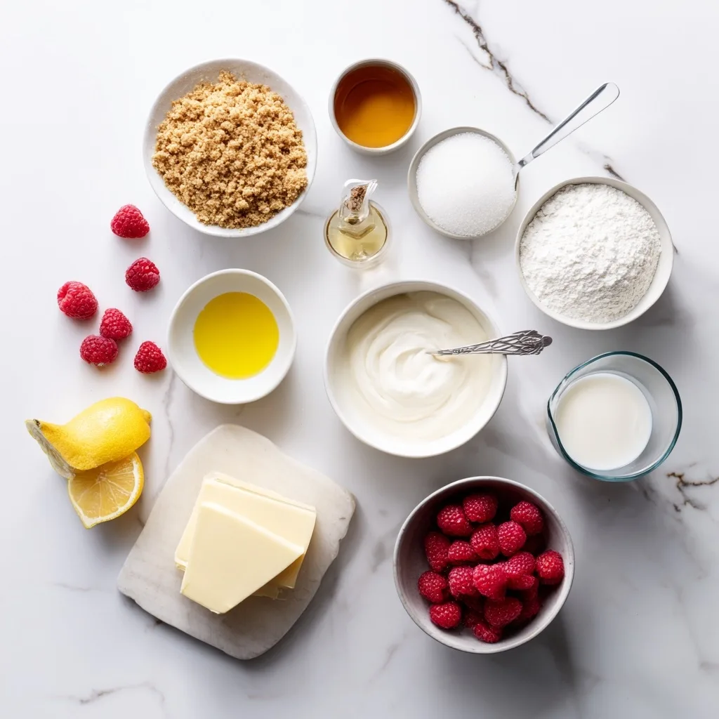 Ingredients for No Bake Raspberry Cheesecake with Fresh Raspberries