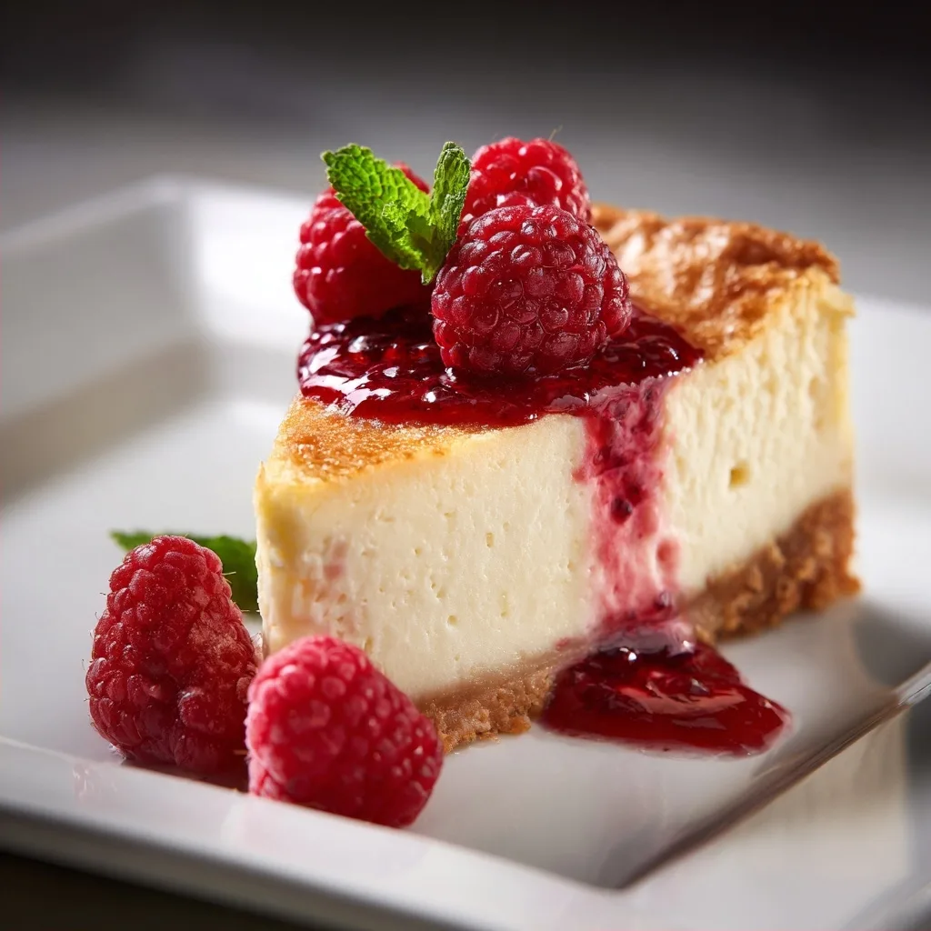 No Bake Raspberry Cheesecake with Fresh Raspberries