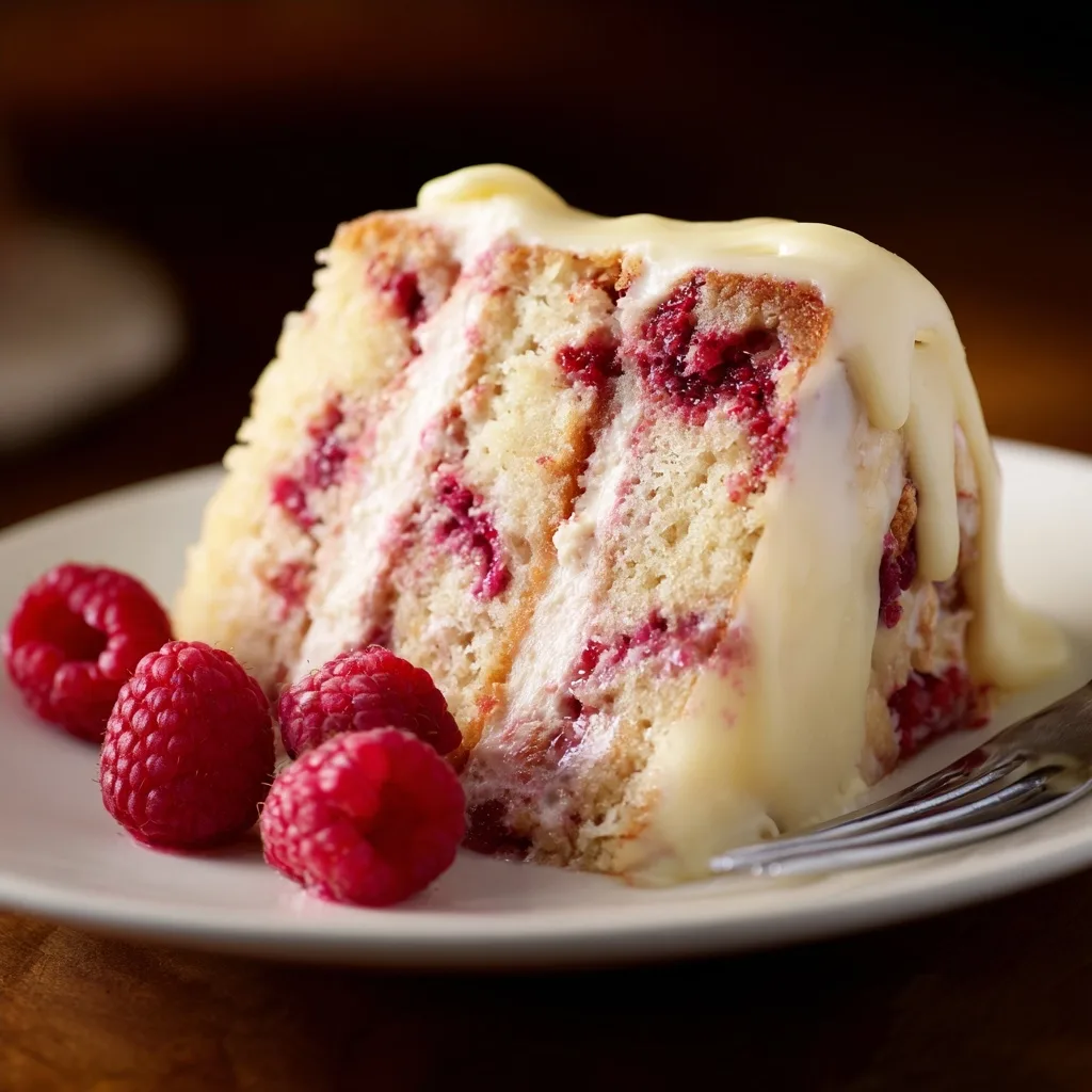 No Bake White Chocolate Raspberry Cake Recipe